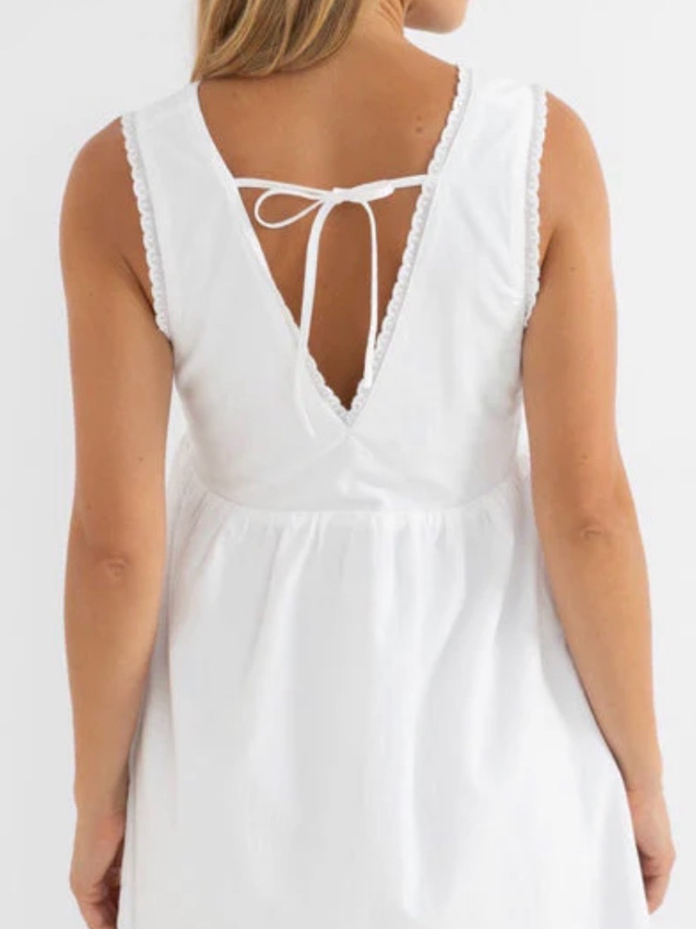 Rhythm White Sleeveless V-Neck Babydoll Dress - Picture 3 of 7